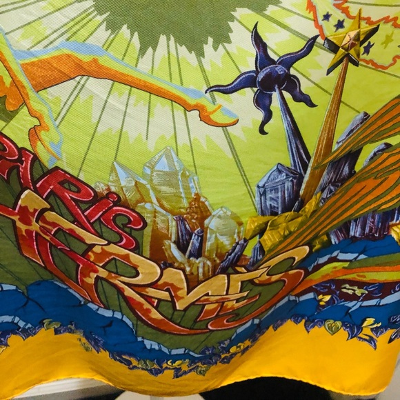 Hermes Scarf . ‘Aube-Libre Comme L'Ange’ . Dawn as Free as Angel. Zoe Pauwels. - Picture 16 of 16